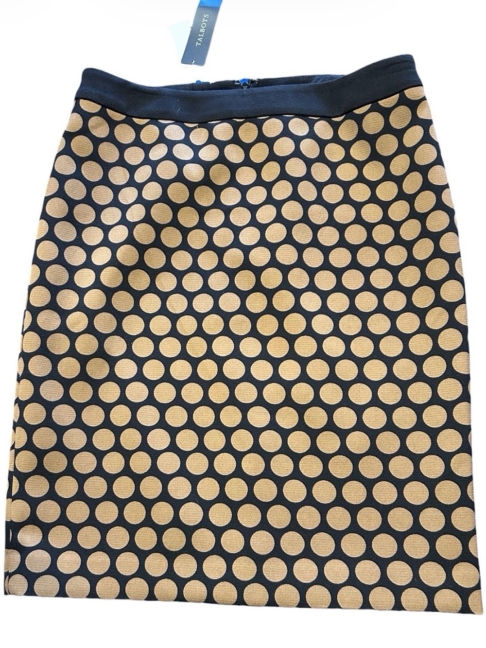 Talbots Black with Brown Polka Dots Pencil Skirt Size 8P NWT